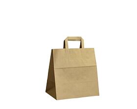 Papírová taška hnědá Takeaway 260x170x250 mm s plochým uchem