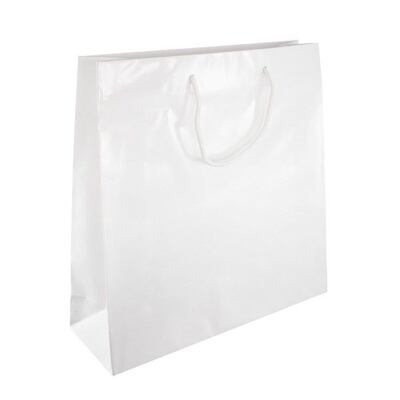 Papírová taška bílá Milano 360x120x400 mm LESKLÁ laminace