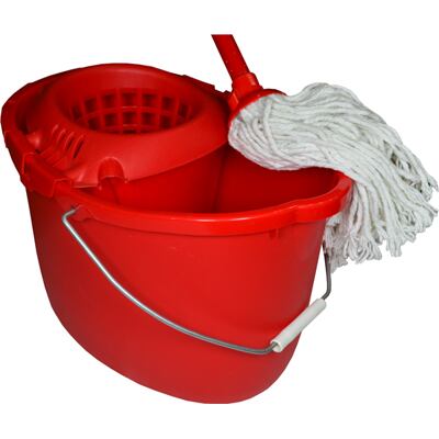 Set kbelík 15 l + ždímač + mop třásňový + násada