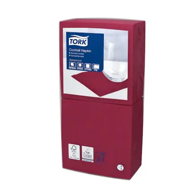 Tork bordeaux ubrousek - koktejlový, 2 vrstvý, sklad 1/4, 1 balení = 200 ubrousků, 477824
