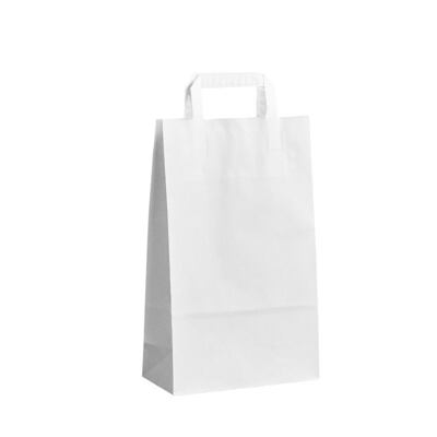 Papírová taška bílá Topcraft 220x100x360 mm s plochým uchem