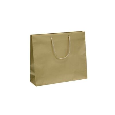 Papírová taška Gold 320x130x290 mm s pletenou šňůrkou