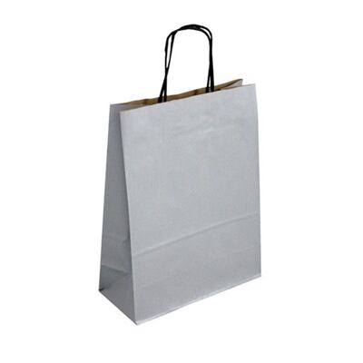 Papírová taška stříbrná Toptwist 240x110x310 mm s krouceným uchem